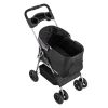 Pet Stroller, 35 lbs Weight Capacity, Foldable Dog Stroller Cart, 4 Wheels Cats Pram with Detachable Carrier & Mesh Windows