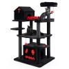 1PC Gothic Cat Tree 49 Inch Tall Cat Tower 6-Tier Cat Activity Center with Coffin Bed