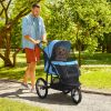 Pet Stroller for Small Dogs and Medium Dogs with Adjustable Canopy, Safety Tether, Storage Basket, Blue