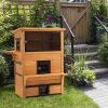 3-Tier Cat House Feral Cat House, Outdoor Kitten Condo with Raised Floor, Asphalt Roof, Escape Door, Jumping Platform, Yellow