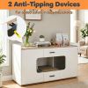 Large Cat Litter Box Enclosure Furniture with Storage Drawers & Built-In Scratching Board