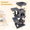 44" Multi-Level Cat Tree with Spacious Top Perch, 2-Door Condo & Hammock for Indoor Cats -Gray