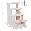 4-Level Pet Stairs Cat Steps Carpeted Ladder Ramp Kitten Tree Climber Scratching Posts Hanging Play Ball for Bed Sofa White