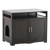 Litter Box Enclosure, Cat Litter Box Furniture with Hidden Plug, 2 Doors,Indoor Cat Washroom Storage Bench Side Table Cat House