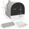 Covered Cat Litter Box, for Indoor use, with Tray, Scoop, Filter, 17"x17"x18.5", Light Gray