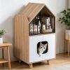 Natural & White Hidden Cat Litter Box Furniture