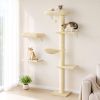 Cat Wall Shelves, 3-in-1 Cat Wall Furniture Set with Scratching Post for Indoor Kittens Climbing Sleeping, Beige