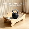 Cat Scratcher Bed for Indoor Cats Kitten Bed Cat Hammock with Solid Wood Frame Wear Resistant Sisal Backrest Design Cats Scratcher Lounge
