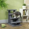Cat Scratching Post 25 4-Step Carpeted Pet Stairs High Beds Sofas Cat Furniture with Toy Gray