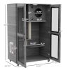 Cat House with Cat Tree, Kitty Cage with Scratching Posts Condo Cat Enclosure Lockable Wheels, Gray