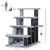4-Level Cat Stair & Dog Stairs, Kitten Tree Climber, with Hanging Play Ball, Steps for Bed, Sofa, Light Grey