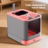 Elevated leak proof elf pink cat litter box, made of sturdy and durable materials, also suitable for multi cat households
