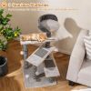 37" tall Cat Stairs with Scratching Mats - 3-Tier Perches, Spring Ball & Dangling Toys for Cats