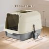 Extra Large Dual-Entry Cat Litter Box, Convertible Open/Enclosed, Gray, Odor Control, Easy Clean
