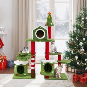 58 Inch Tall Cat Tree Tower Multi-level Pet Climbing and Jumping Tower Furniture with Condos