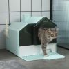 Hooded Cat Litter Box with Mat, Particle Catching, Easy Clean, Light Blue