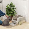 Stainless Steel Litter Box with Metal Scoop & Scoop Holder, High Sided, Anti-Urine Leakage, Non-Sticky