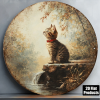 CIFbuy Vintage Tabby Cat Wall Art, "" Tabby Cat Wall Art, Wall Art, Round Kitten Plaque with Waterfall StreamTikTok, Temu Self-pickup Logireics