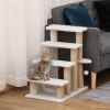 4-Level Pet Stairs Cat Steps Carpeted Ladder Ramp Kitten Tree Climber Scratching Posts Hanging Play Ball for Bed Sofa White
