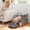 Stainless Steel Cat Litter Box with Flip Lid, XXL Enclosed Litter Box, High Sided, Step, Metal Scoop, 2 Deodorizing Bags