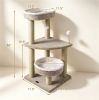 36" Compact SpaceSaving Cat Activity Center, HeavyDuty Stable Cat Climbing Furniture with Plush Rest Areas & Pompom Toy for Kittens & Adult Cats