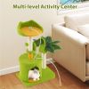 Cat Tree - 22LBS Capacity, Palm Tree Design with Self-Groomer & Scratching Posts