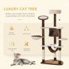 60" Cat Scratching Tree, Cat Bed Condo Post House Pet Furniture Toys-Brown & Beige