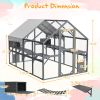 Extra Spacious Catio Outdoor Cat Haven, 110 inch Luxury Cattery with Weather-Resistant Roof, Cat Climbing Ramp, Space Pod Bed, 2 Lounging Huts