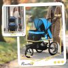 Pet Stroller for Small Dogs and Medium Dogs with Adjustable Canopy, Safety Tether, Storage Basket, Blue