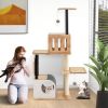 Modern Tall Cat Tower with Double Condos with Dangling Balls and Sisal Carpets