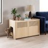 Modern Wooden Cat House with Scratching Pad , Cat Litter Box Enclosure, Spacious Hidden Cat Litter Box -33.46" x 21.06" x 21" , 45.87 lbs