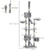 Floor to Ceiling Cat Tree, 94.5-102.5 inch Height Adjustable Cat Climbing Tower with Scratching Posts, Condos, Hammocks