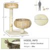 28" Elevated Cat Bed with Sisal Scratching Post for Indoor Kitties, Modern Cat Tree with Cute Basket Design, Small Cat Tree with Fun Ball Toy