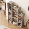 Cat Bookshelf Cabinet (Gray Oak), 8 Organized Storage Sections & Multiple Climbing Platforms