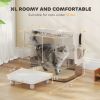 XL Stainless Steel Litter Box w/ 100° Flip Top, Scoop, Step, Top & Side Entry Enclosed Litter Box for Big Cats