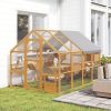 Wooden Catio Outdoor Cat Enclosure, Large Cat House with Waterproof Cover, 2 Condos, 6 Platforms, Bridge, Doors, Yellow