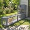 Wooden Cat Run with Weather Protection, Connecting Inside and Outside, 79"L x 15"W x 15"H, Dark Gray