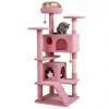 52" Tall Cat Tree Tower with Perches & Condos, Multi-Cat Playground with Scratching Posts (Pink)