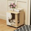 Multipurpose Wooden Cat House Nightstand, Sturdy Metal Base Anti-Slip Pet Furniture
