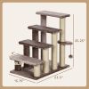 4 Levels Cat Steps with Scratching Posts for High Bed, Sofa, Brown