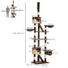 94"-102" Huge Cat Tree Ceiling High Cat Condo Scratching Post Activity Center Multi-Level Play House
