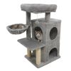 Light Gray 33.5" Multi-Level Cat Tree with 2-Tier Condo, Sisal Scratching Posts & Anti-Toppling Device for Cats