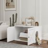 Cat Litter Box Enclosure with Barn Door, Cat Hole, 31.5" x 21" x 20", White