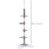 8.5' Adjustable Height Floor-to-Ceiling Vertical Cat Tree, 5 Level Cat Climbing Tower, Gray