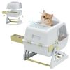 Cat Litter Box with Lid, Enclosed Cat Litter Box with Deodorization Bag & Drawer Pan, High Sides & Flip-to-Clean