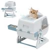 Cat Litter Box with Lid, Enclosed Cat Litter Box with Deodorization Bag & Drawer Pan, High Sides & Flip-to-Clean