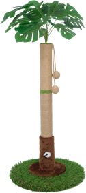 Cat Scratching Post for Indoor Cats and Kitten - 35.43" Tall Cat Scratching Post with Sisal Rope,Palm Tree Cat Scratch Post with Hanging Ball (Color: Brown  35.34in)