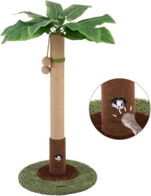 Cat Scratching Post for Indoor Cats and Kitten - 35.43" Tall Cat Scratching Post with Sisal Rope,Palm Tree Cat Scratch Post with Hanging Ball (Color: Green   35.34in)