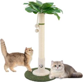 Cat Scratching Post for Indoor Cats and Kitten - 35.43" Tall Cat Scratching Post with Sisal Rope,Palm Tree Cat Scratch Post with Hanging Ball (Color: White  35.34in)