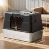 Fully enclosed stainless steel cat litter box, splash proof, antibacterial and non stick to the bottom, with front door and top sand outlet